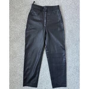 Vintage Genuine Leather Pants Womens‎ 6 High Waist Straight Leg 90s Minimal